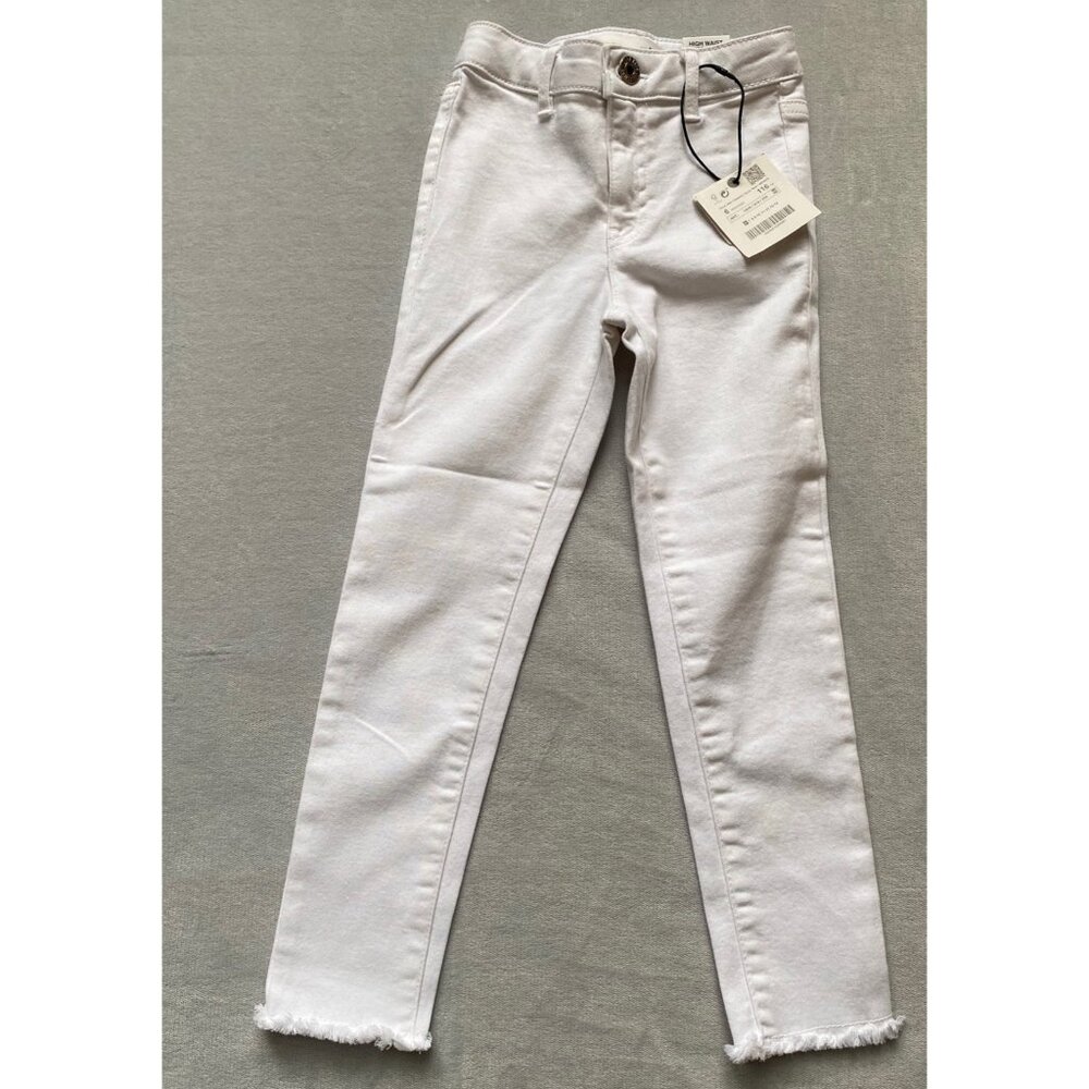 ZARA white High Waist denim Jegging jeans frayed hem size 6 NWT 116cm stretch
